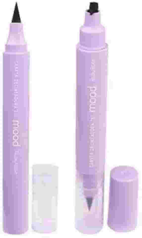 Delineador Carimbo 2 em 1 Ruby Rose - Caneta Delineadora Mood, Preto Intenso, Alta Durabilidade, Praticidade, HB-519