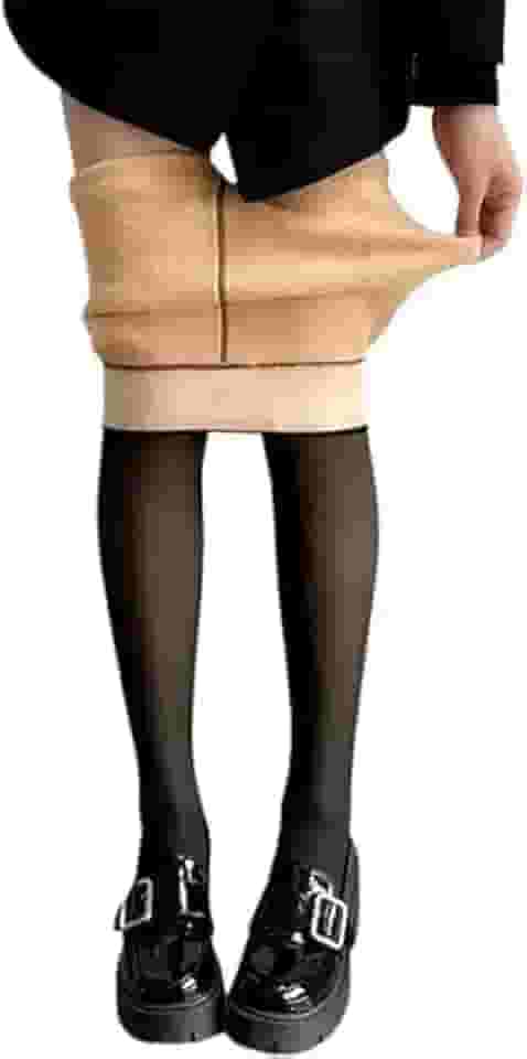 Meia Calça Translucida Forrada Super Quente De Lã Aveludada