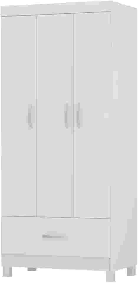 Guarda Roupas Solteiro 3 Portas 1 Gaveta Prince Demóbile (Branco)