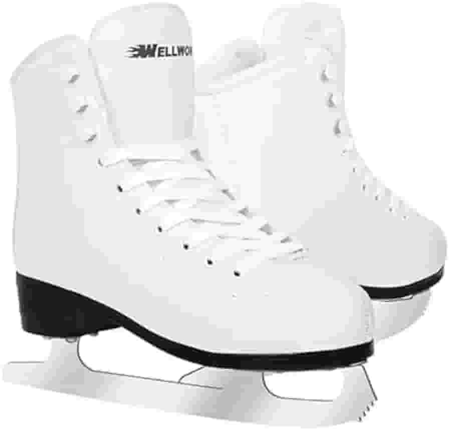 WELLWON Patins de gelo para mulheres, meninas e meninos, patins de hóquei no gelo com cadarço para uso ao ar livre e pista de patinação, sapatos de skate no gelo tamanho 5 6 7 8 9 10 11 e jovens 2