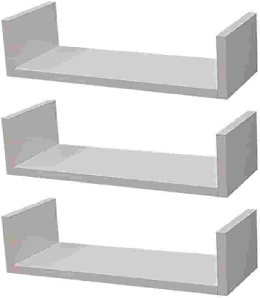 Kit 3 Prateleiras U 60 x 15cm Branca Suporte Invisível