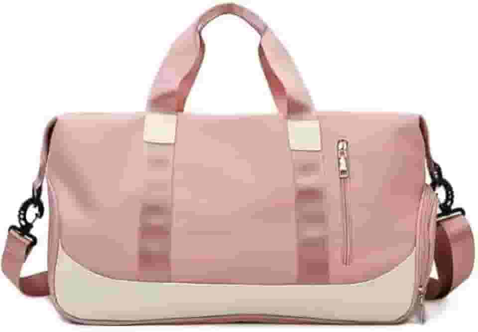 Bolsa Esportiva Unissex para Academia e Viagem, Material Emborrachado, Resistente à Água, 2 Compartimentos (ROSA)