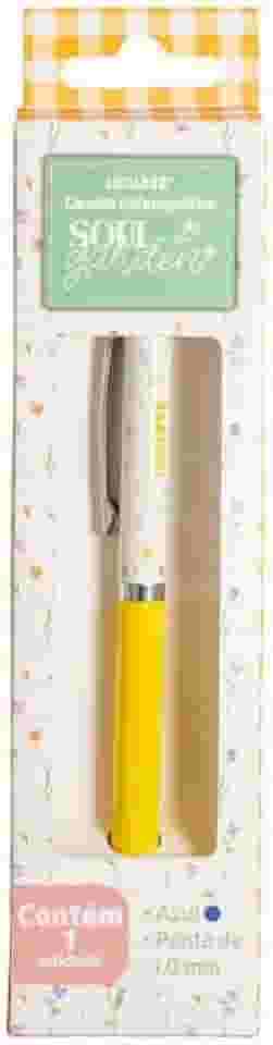 Caneta Luxo Presenteável Linha Soul Garden Xadrez com Estampas Floridas - Caixa Presenteável com 1 Unidade Tinta Azul - Leo Arte