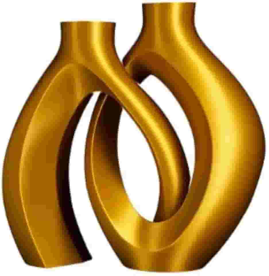 Vaso Moderno Decorativo em PLA, Design Entrelaçado, 19x10x19 cm, Múltiplas Cores, Estilo Contemporâneo, para Sala, Escritório e Decoração (Dourado)