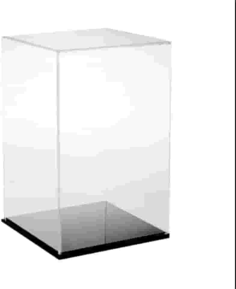 Caixa Expositora em Acrílico Transparente- base cor preta (15x15x25(h))