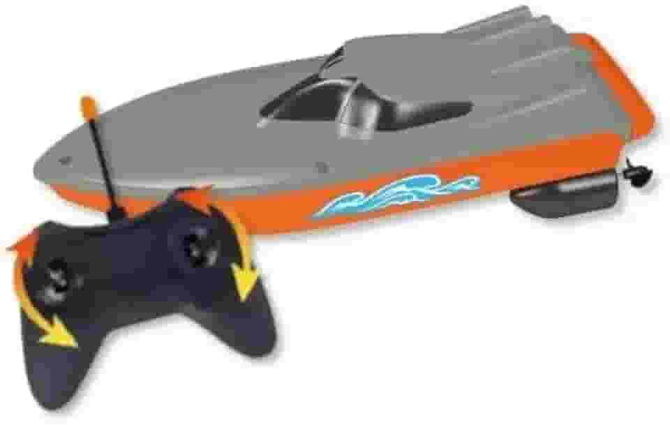 Super Lancha de Controle Remoto - Brinquedo Aquático - Velocidade e Diversão Garantida - Cores Verde/Roxo e Laranja/Cinza - Ideal para piscinas e lagos (Laranja/Cinza)