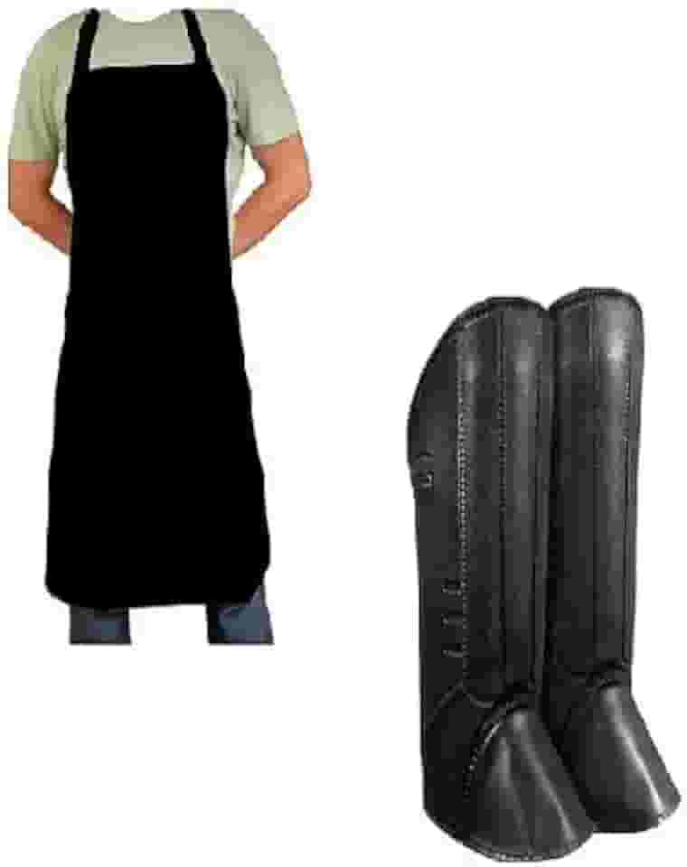 Kit de Proteção com Avental de PVC Preto e Perneira de Bidim