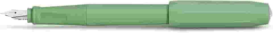 Kaweco Perkeo Caneta-tinteiro para cartuchos de tinta, caneta-tinteiro escolar para iniciantes com aderência ergonômica para escrita confortável Largura da ponta: F (fino) Cor verde selva 15,5 cm