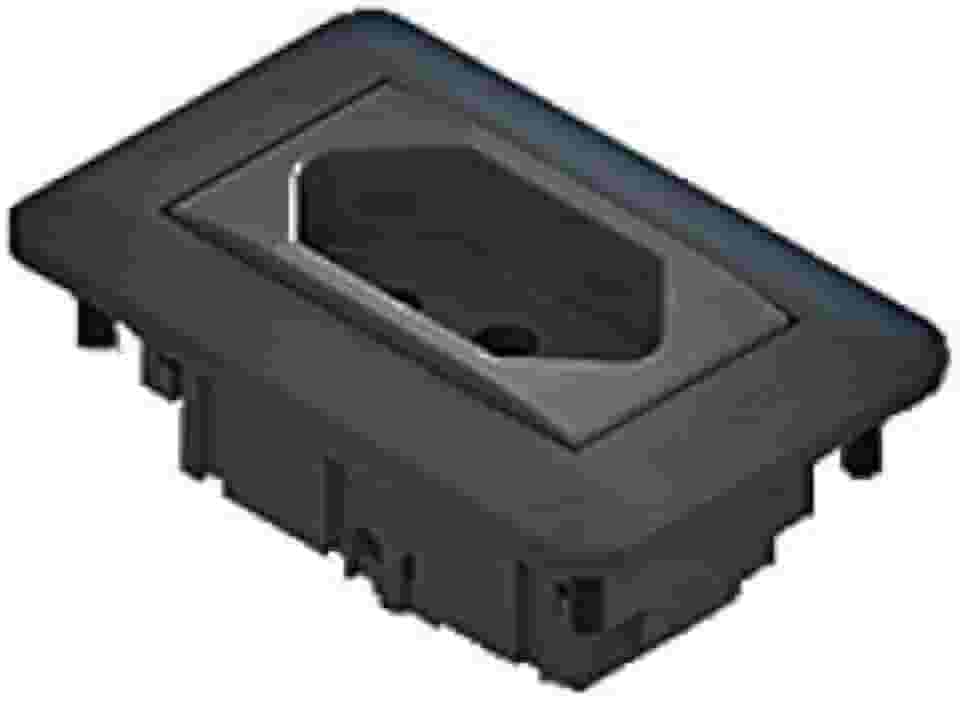 Mini Espelho 1 Tomada 20a Embutir Para Móveis - Preto