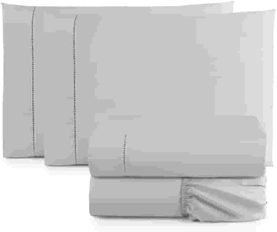 Jogo De Lençol Cama Box King Size 4 Peças Percal 600 Fios Toque Macio Cinza