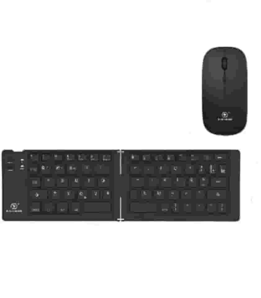 Teclado E Mouse Dobrável Bluetooth Tablte E Celular Ka-668 Preto
