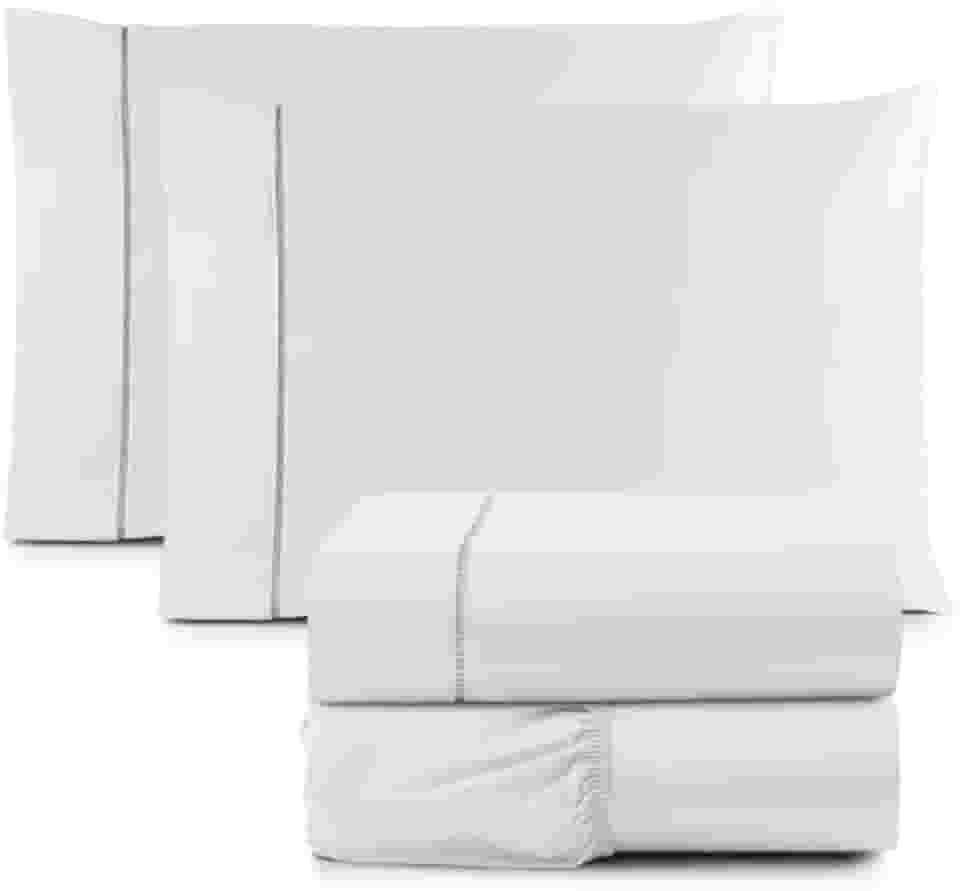 Jogo Cama King Size Toque Macio 4 Peças Percal 600 Fios Branco
