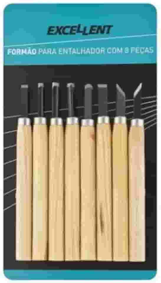 Kit Formão Goiva P/Entalhe Esculpir Xilogravura P/Madeira 8 Pç