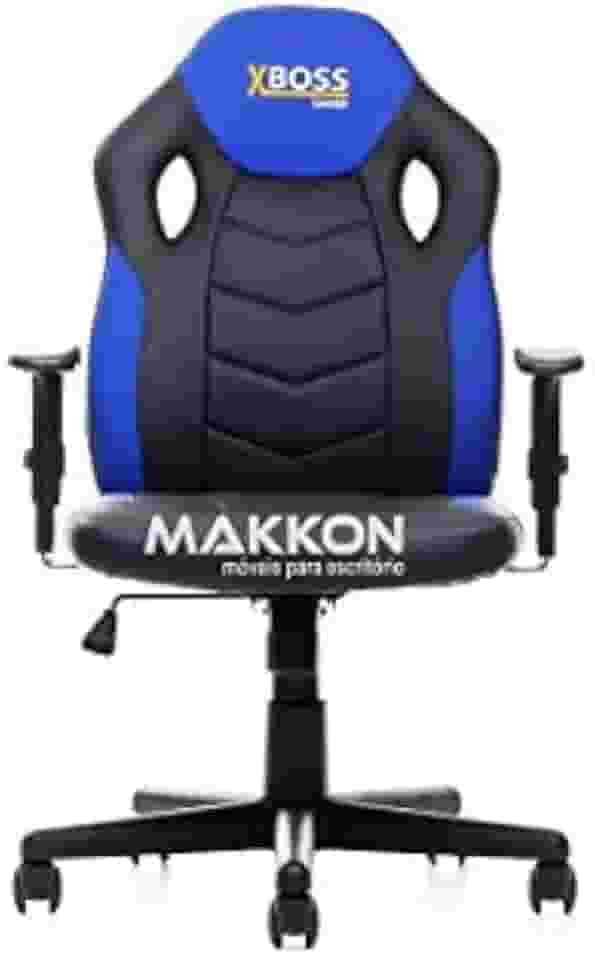 Cadeira Gamer Infantil Preta com Azul MK-861 - Makkon