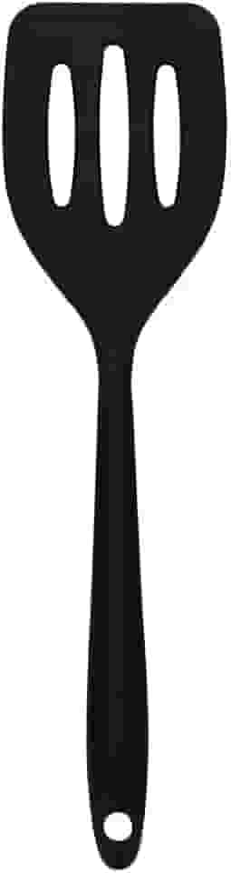 1 Espátula Vazada de Silicone Premium – Resistente ao Calor Antibacteriana Não Risca Panelas e Livre de BPA (Preto)