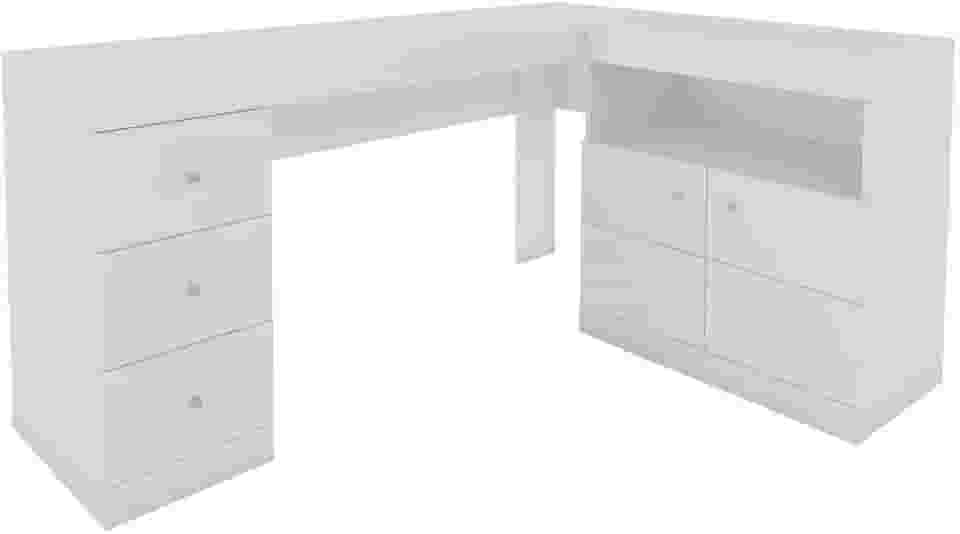 Mesa De Canto Em L Escritório Computador Job Branco Caemmun