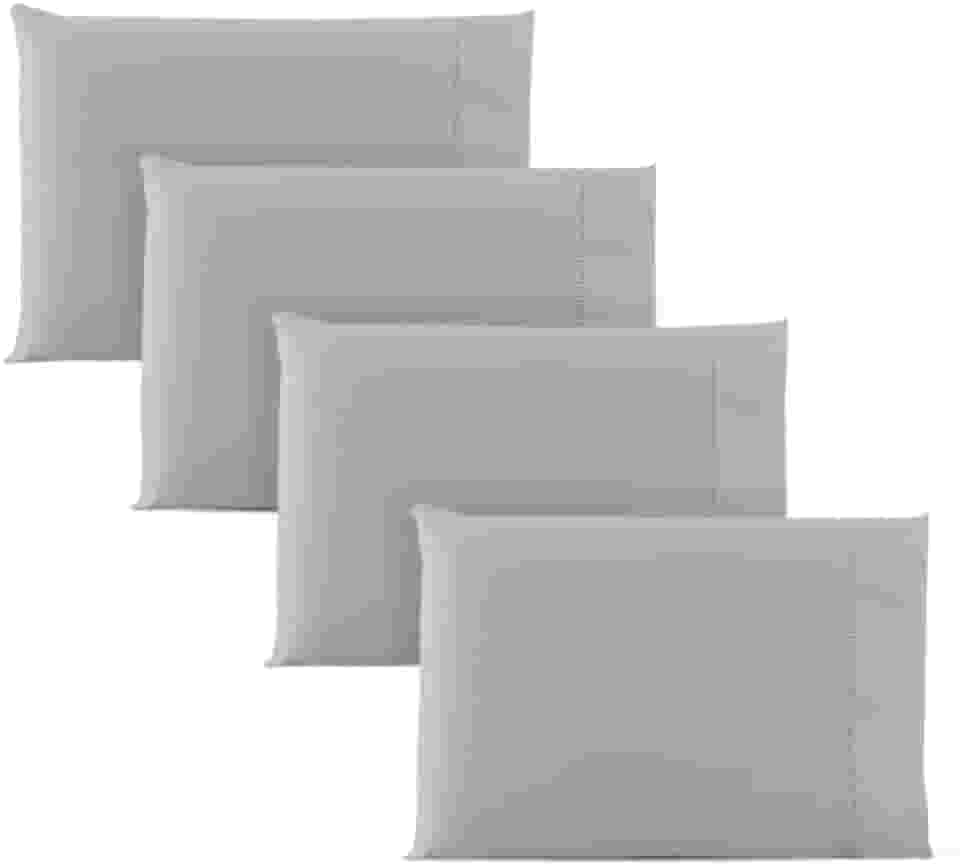 4 Fronha Avulsa Percal 200 Fios Algodão Ponto Palito Cinza