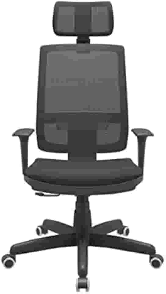 Cadeira Escritório Presidente Brizza NR17 com Mecanismo Relax Assento Crepe Apoio de Cabeça Plaxmetal Preta