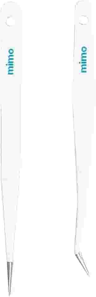 Mimo – Kit 2 Pinças de Precisão – Ponta Reta e Angular – Aço Inox