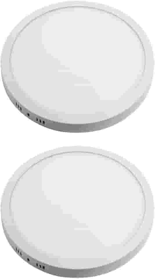 Kit 2x Painel Plafon Sobrepor Alumínio Redondo LED 24W 30cm Bivolt Branco Frio