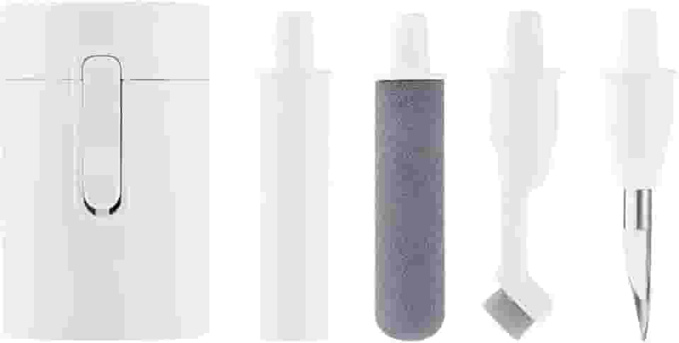 Limpador Fone de Ouvido 4 em 1 Kit de Limpeza Multifuncional Fones Celulares com Estojo Super Portátil Compatível com Air Pods Com ou Sem Fio Entre Outros Modelos (Branco)