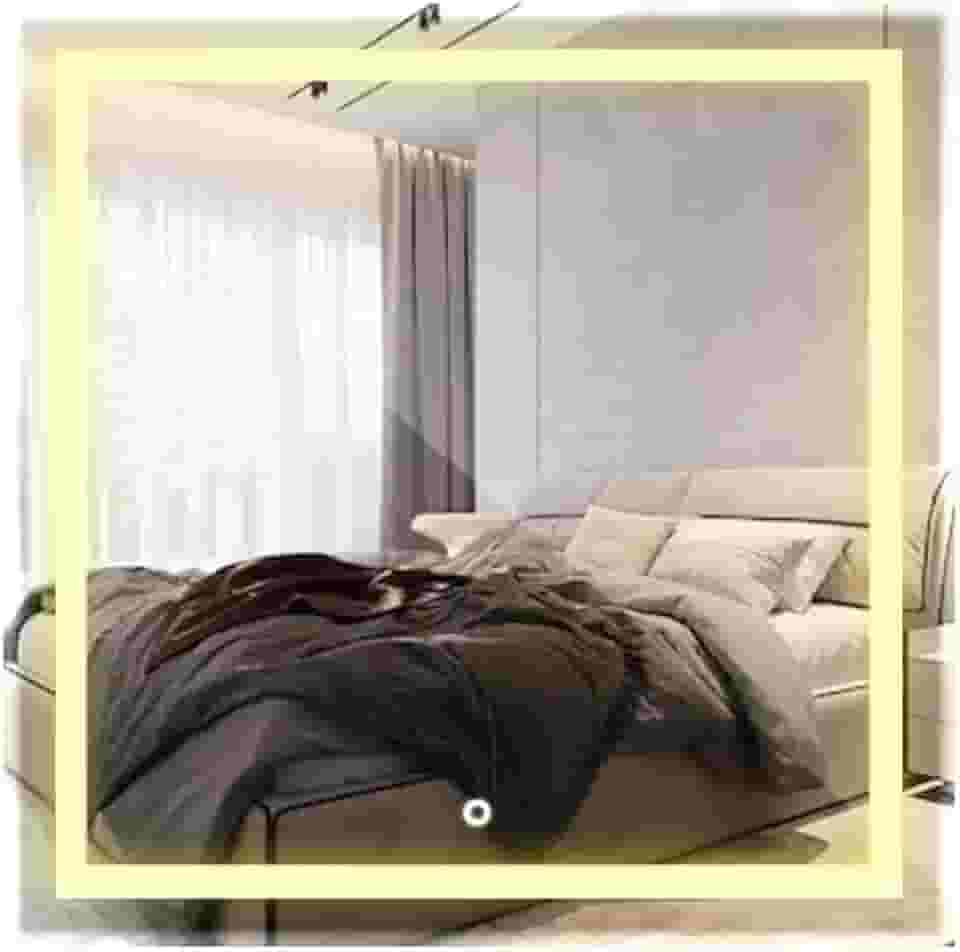 Espelho Quadrado Jateado LED com Touch 50x50cm, Controle de Intensidade, Suporte de Instalação (Neutro)