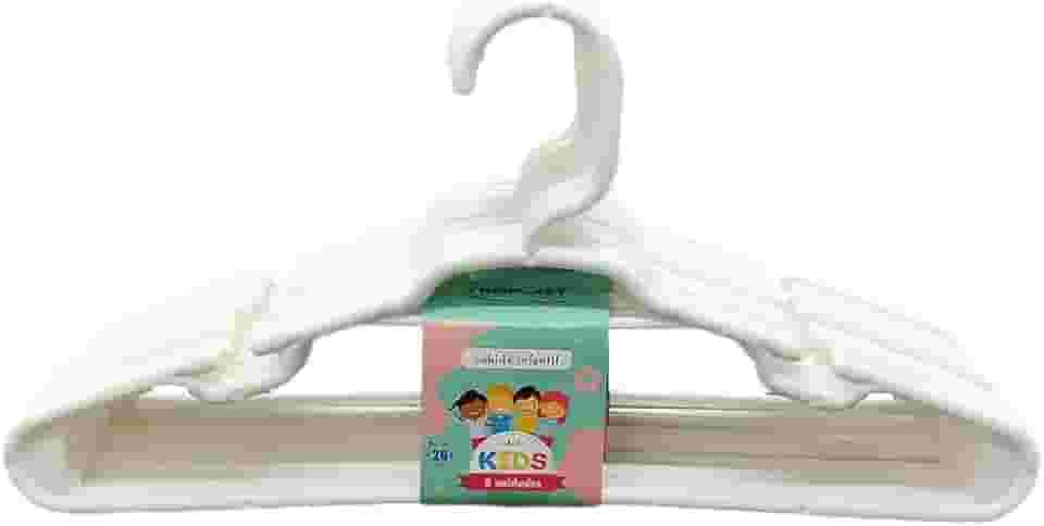 Kit 30 Unidades Cabides Infantis Reforçado Roupa Infantil Bebê Cor: Branco
