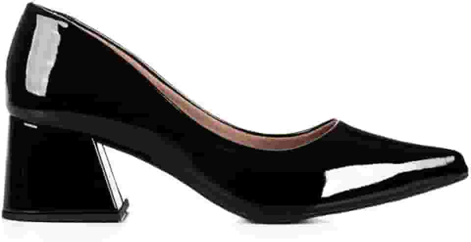 Sapato Scarpin Feminino Flávia Verniz JJOJO Salto Medio Grosso 7cm