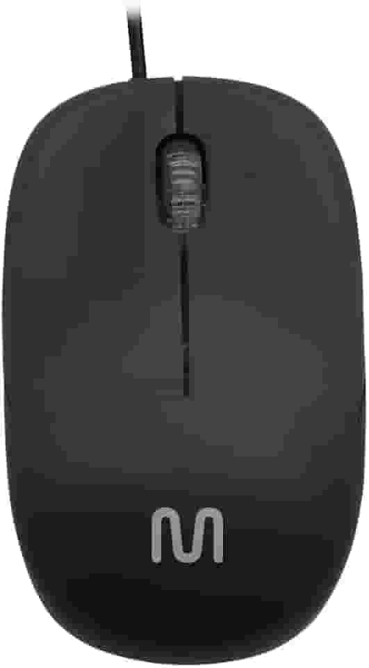 Mouse com Fio Multi MID USB 1200 DPI com 3 Botões, Design Ergonômico e Textura Fosca – Preto MO255