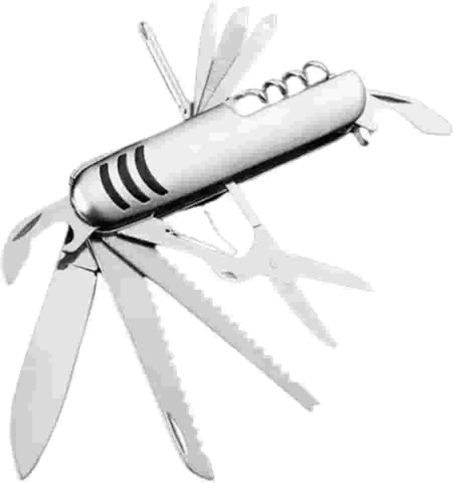 Canivete Suíço Com 15 Funções Compacto e Leve - Cor Prateado - Inox