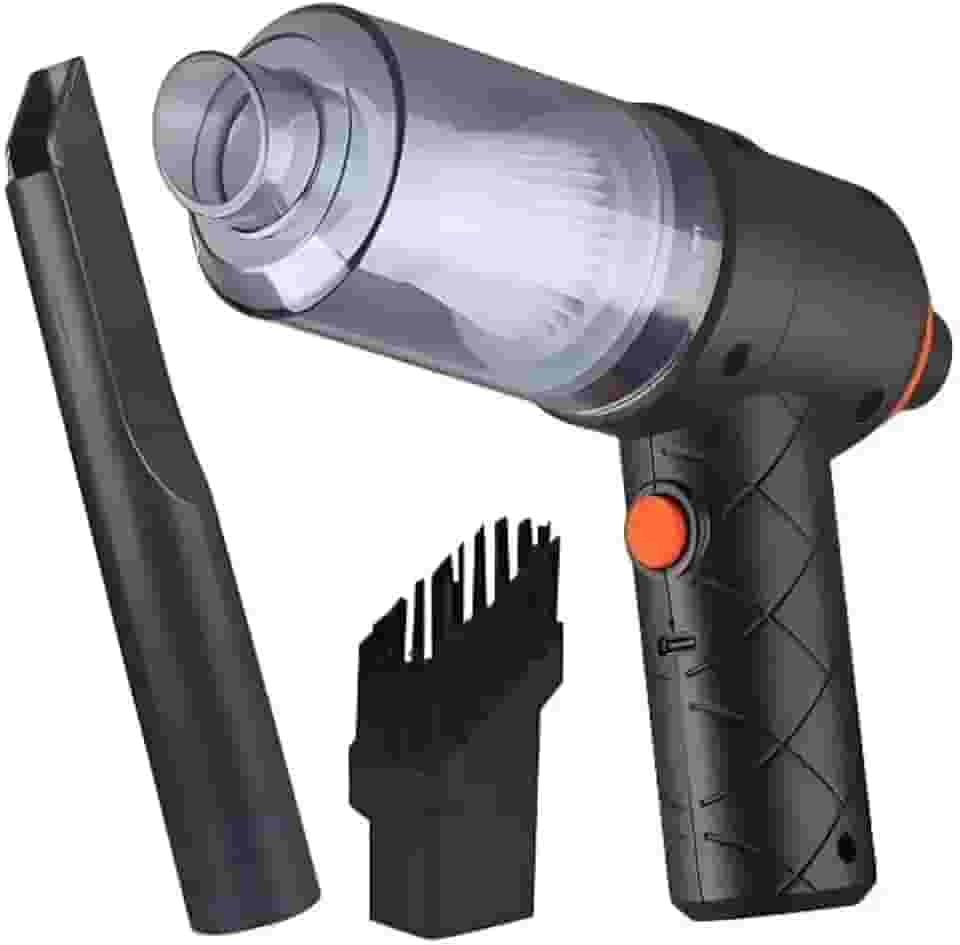 Aspirador de Pó e Soprador 2 em 1 *Premium* - Portátil - Multifuncional Sem Fio Recarregável USB Ideal Para Limpeza de Carro, Sala, Cozinha, Quarto, Banheiro, Escritório (Preto)