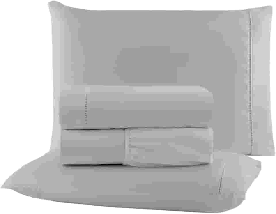Jogo de Cama Casal King Size Percal 400 Fios Ponto Palito 04 Peças, Antiácaro, Não faz bolinha Toque Extra Macio (Cinza)