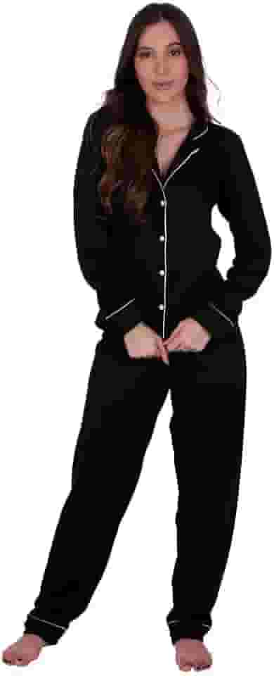 Pijama de Inverno com Gola Americano com Botões para Amamentação Manga Longa e Calça Mayara