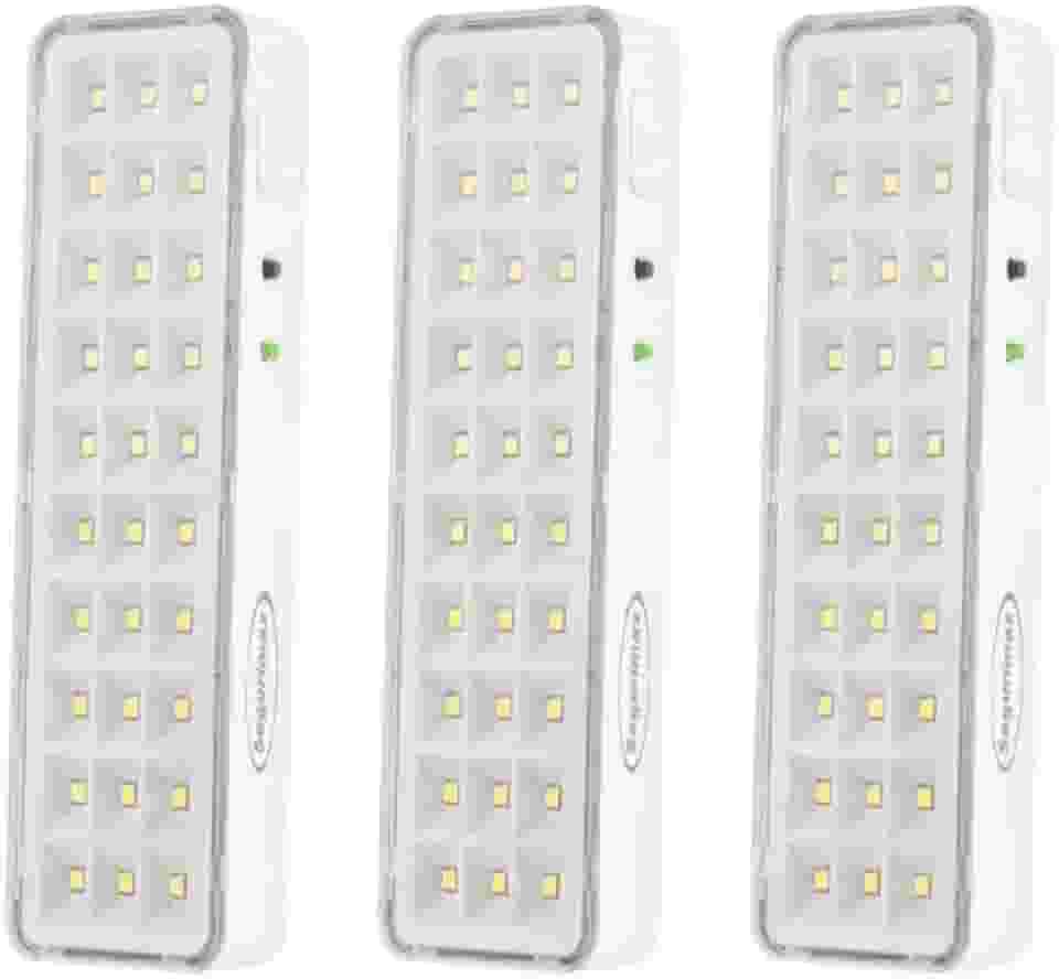 Kit 3 Lâmpada Luminária De Emergência 30 Leds Super Slim Bivolt