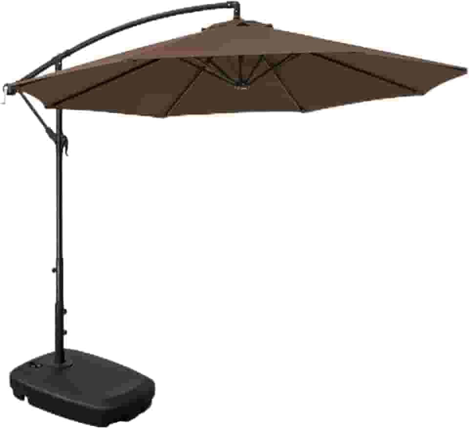 Kit Ombrelone Lateral Suspenso 3m Kauai + Base 55 Litros Piscina Jardim