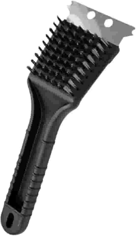 Escova para Grelha 2 em 1, Cerdas em Aço Inoxidável, com Espátula, Limpeza de Churrasqueira