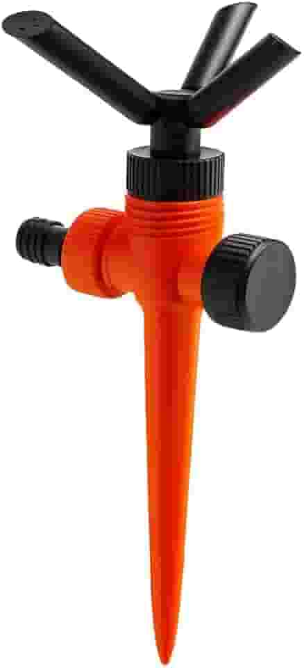 Irrigador Giratório Aspersor Plástico 3 Jatos Jardim Quintal Horta Grama Gramado Campo Agricultura