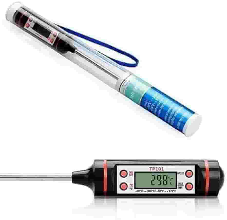 Termômetro Digital Culinário Premium – Display de Alta Precisão, Mede até 300°C! Ideal para Churrasco, Carnes, Líquidos e Forno – Leitura Rápida e Durável