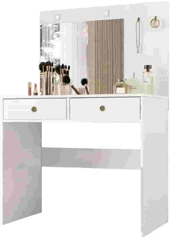 Penteadeira com Espelho Camarim LED 2 Gavetas Ideal Moval Branco