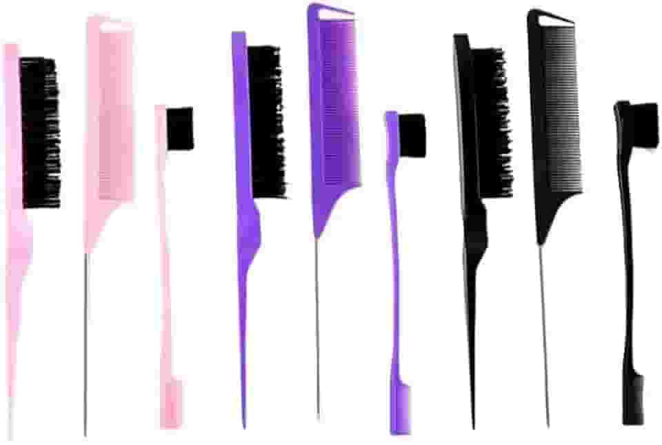 Kit Pente para Penteado Profissional - 3 em 1 com Escovaa (PRETO,1 KIT)