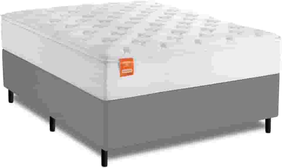 Cama Box Colchão Casal King Molas Ensacadas Real 193x203x65cm Branco/Cinza Inducol - Suporta até 130kg por Pessoa