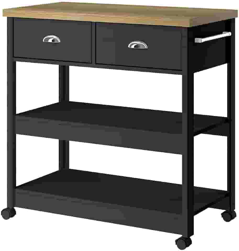 Aparador Carrinho Chá Ditália 2 Gavetas Preto Ba-135