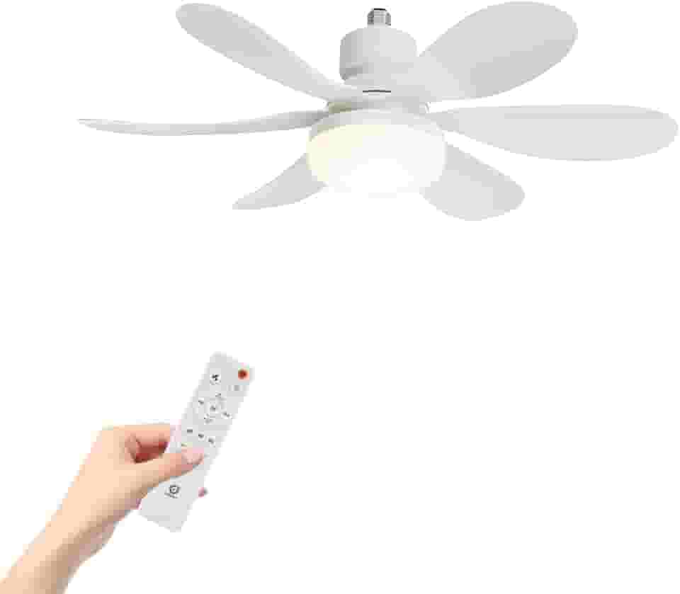 Ventilador de Teto 20" com Luz LED, Bivolt 110V/220V, Controle Remoto e Temporizador, 30dB Ultra-Silencioso