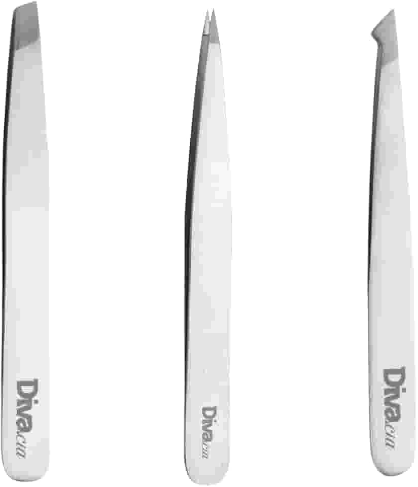 Kit 3 Pinças para Sobrancelhas Pinça Agulha, Chanfrada e Diagonal de Alta Precisão, Profissional - Autoclavável