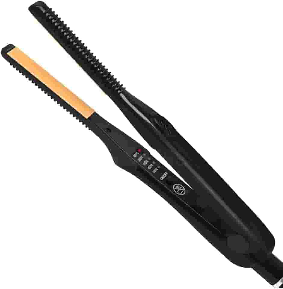 Mini Alisador de Cabelo 2 em 1 - Chapinha de Turmalina de Cerâmica para Cabelos Curtos - Preto, 290 x 30 x 40 mm
