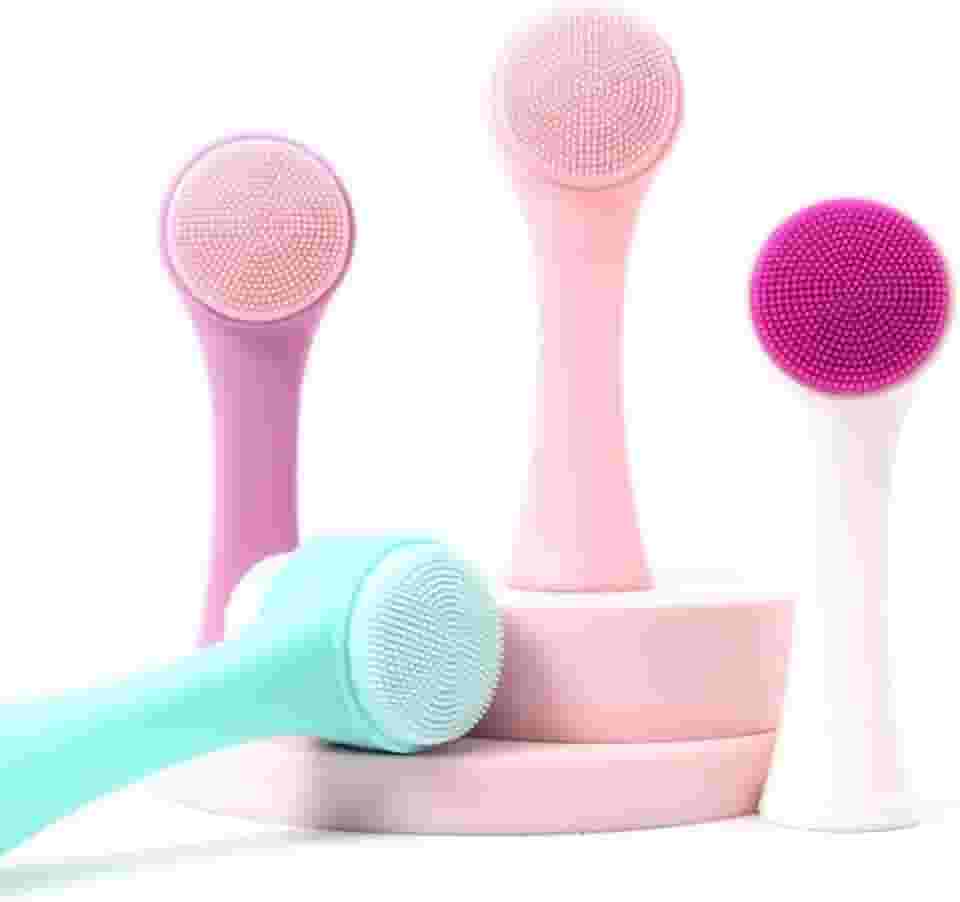 Escova De Limpeza Facial 2 em 1 Massagem Esponja Skin Care Silicone Cerdas (Rosa Claro)
