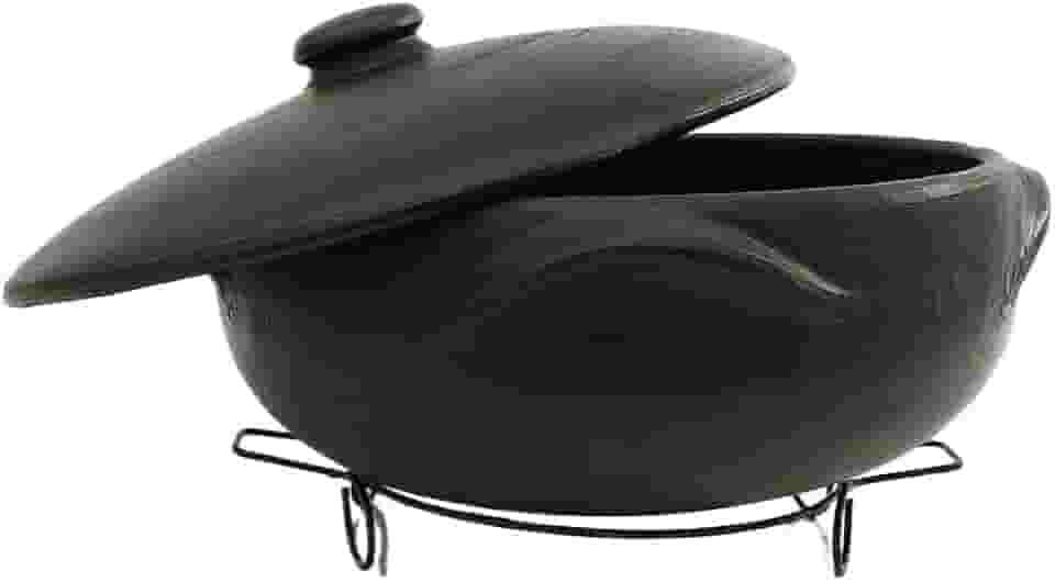 A Legítima Panela Moquequeira de Barro Capixaba 3 Litros + Suporte para Moqueca de Peixe e Pratos Tradicionais Brasileiros