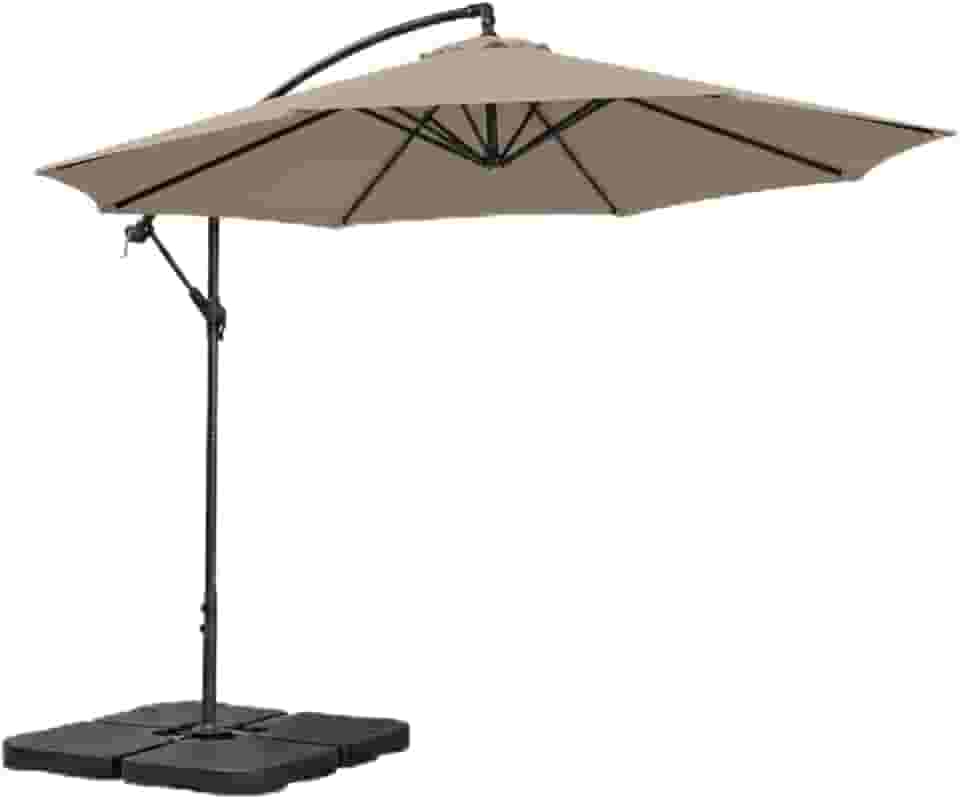 Kit Ombrelone Lateral Suspenso 3m Kauai + Base 60 Litros Quadrada Piscina Jardim