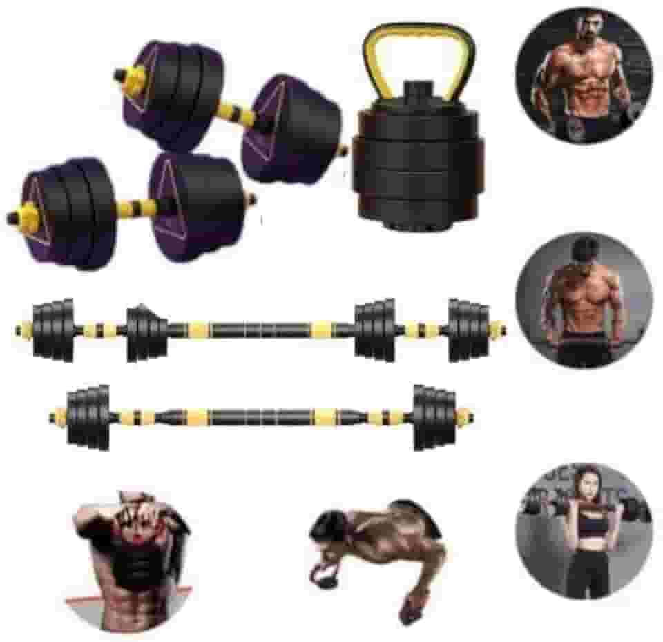 Kit de halteres 20Kg com suporte Kettlebell - Equipamento de musculação 6 em 1