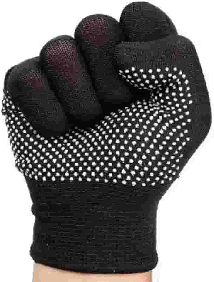 Par de luvas de nylon – respiráveis e antiderrapantes para ciclismo, pesca, camping – unissex preta e branca.